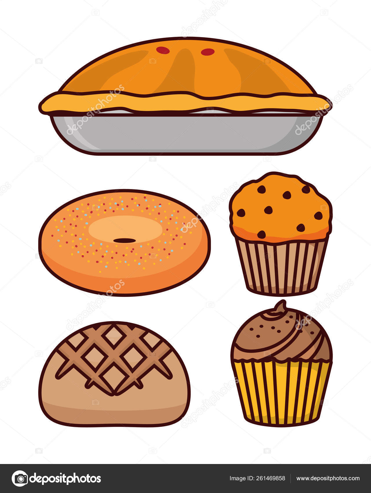 Image vectorielle Délicieux dessin animé de boulangerie par ©stockgiu -  261469858, image size:1280x1700