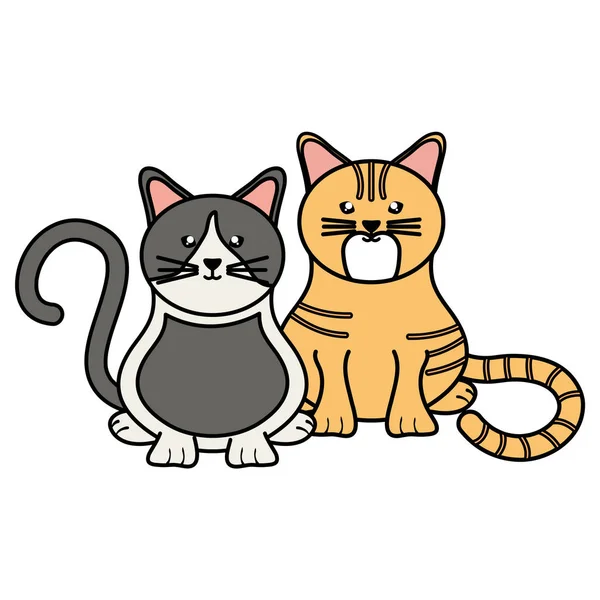 Lindo poco gatos mascotas caracteres — Archivo Imágenes Vectoriales