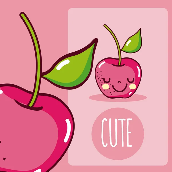 樱桃可爱的卡通 — 图库矢量图片