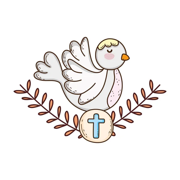 Drăguț porumbel pasăre religios cu coroana — Vector de stoc
