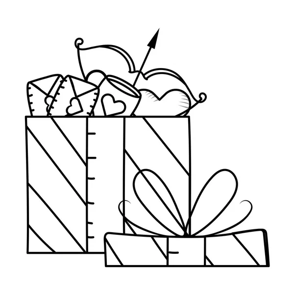 Valentines gift box cartoon — Stock Vector