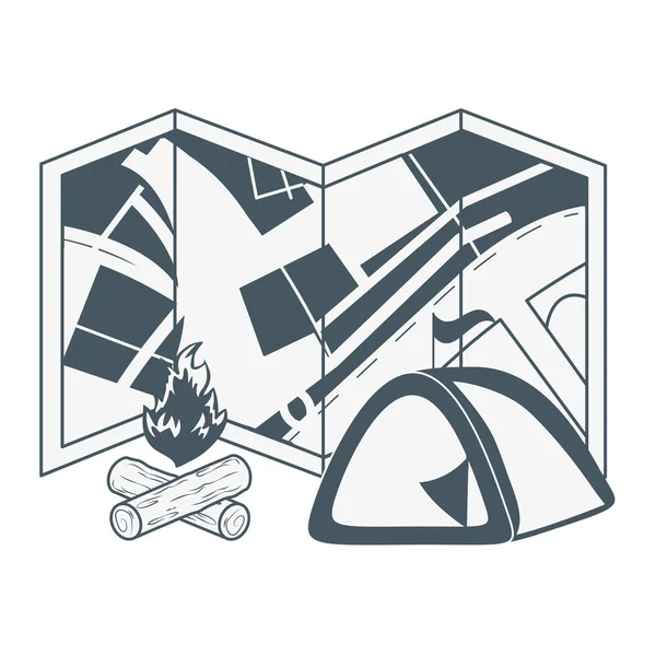 Cartoon zum Zelten im Freien — Stockvektor