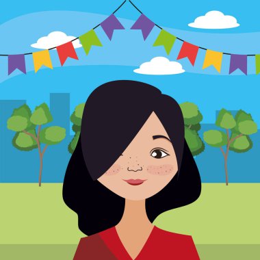 Genç kadın çizgi film