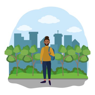 Genç mutlu adam çizgi film