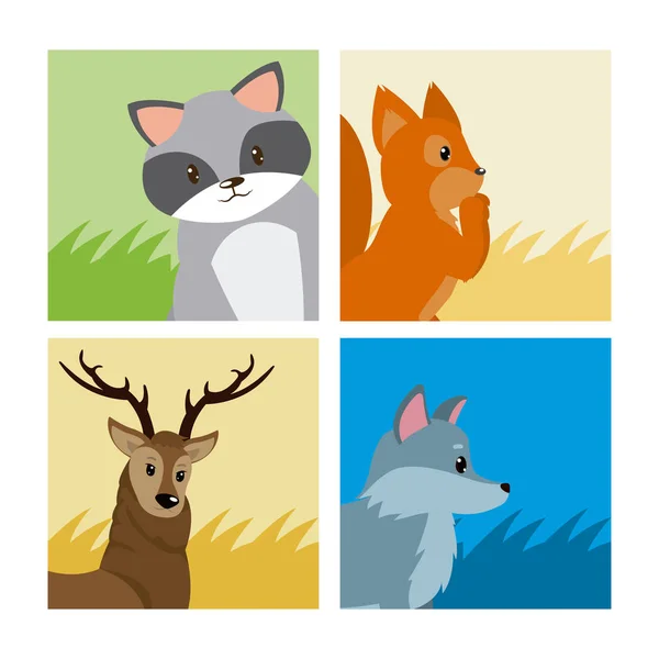 Lindos animales tarjetas — Vector de stock