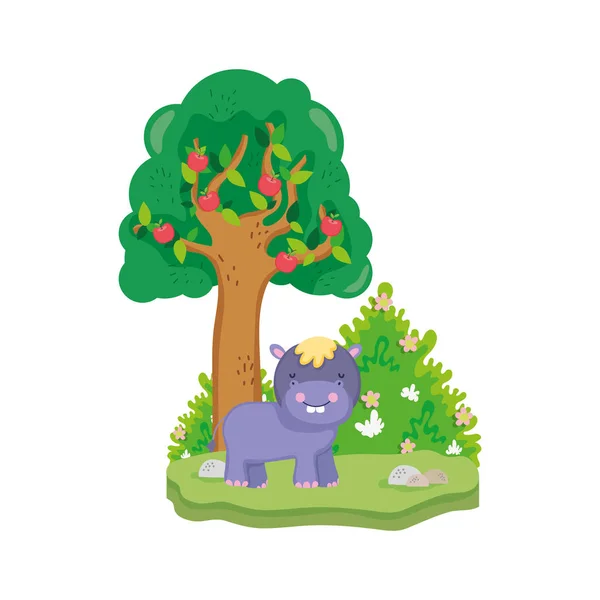 Mignon et petit personnage hippopotame — Image vectorielle