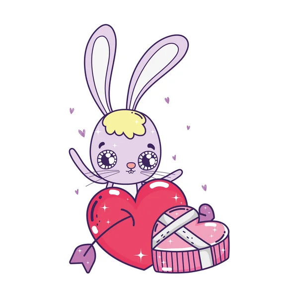 Carte de jour de valentines lapin mignon — Image vectorielle