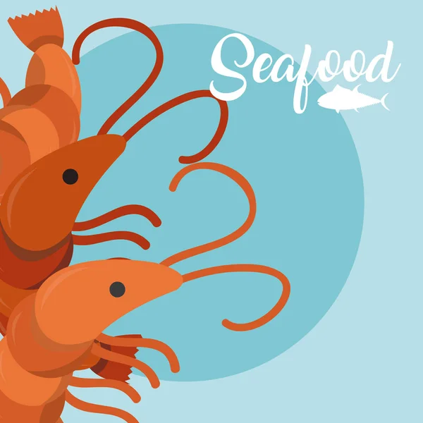 Γαρίδες φρέσκα θαλασσινά — Διανυσματικό Αρχείο