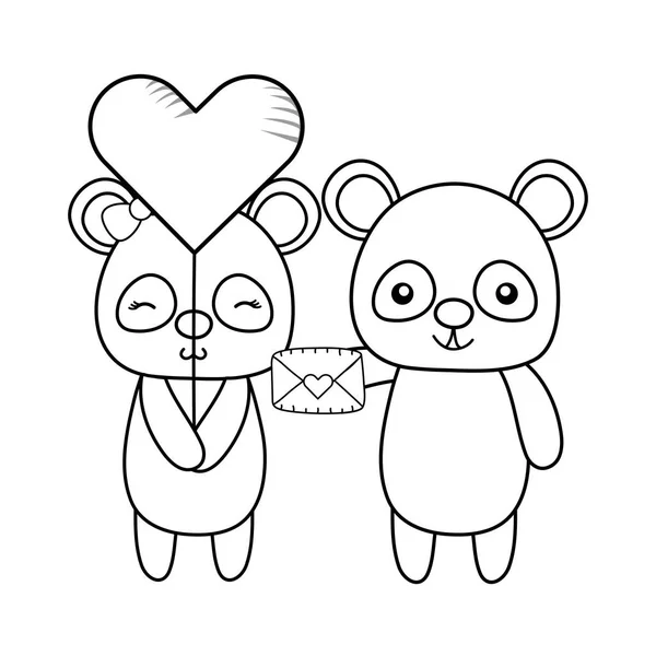 Dibujos animados de amor y animales — Vector de stock