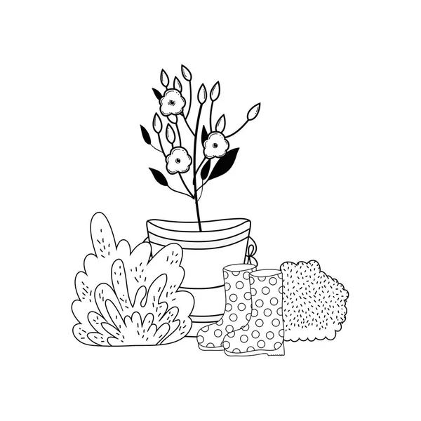 Zahradník s keřem a kbelíkem — Stockový vektor