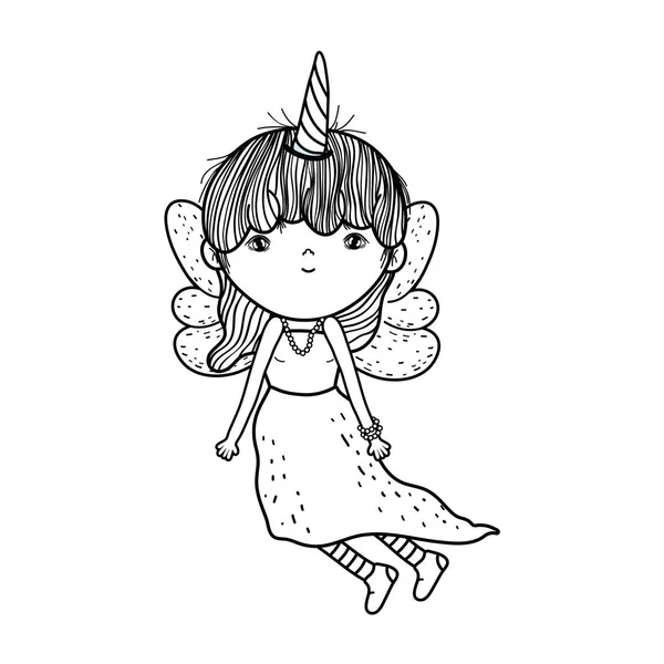 Мила маленька фея з персонажем єдинорогів — стоковий вектор