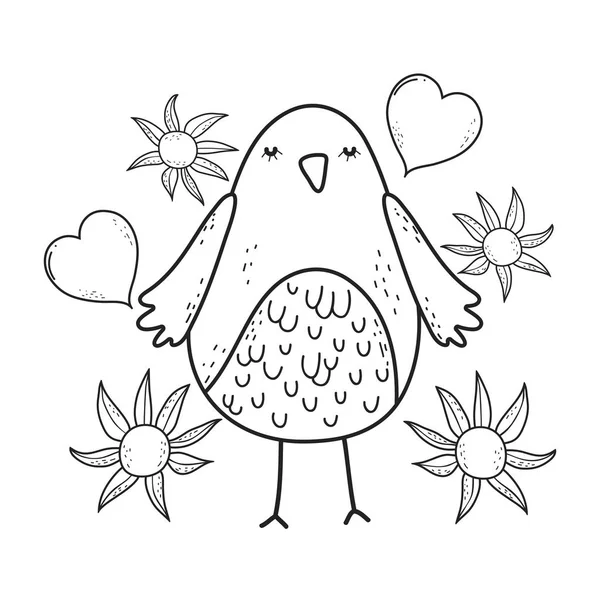 Милий маленький птах з серцем милий персонаж — стоковий вектор