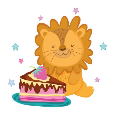 sevimli ve küçük aslan karakter