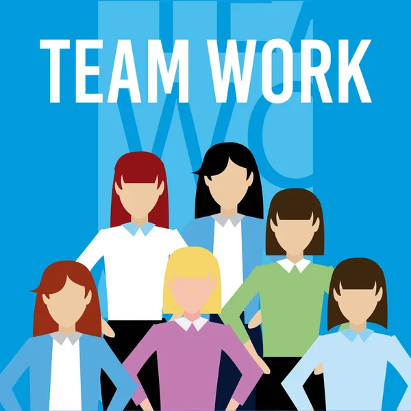 Womens teamwork cartoon — Stock Vector