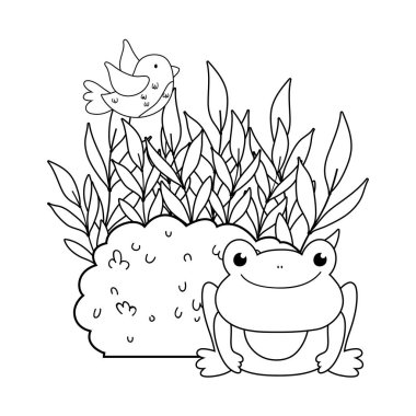 manzara karakteri sevimli kurbağa