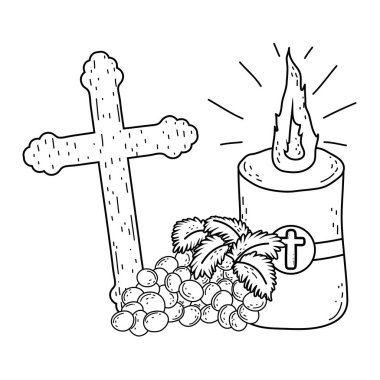 Paschal candle sacred with grapes fruits clipart