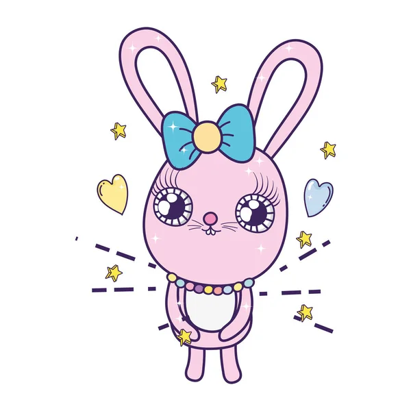 Lindo conejo chica San Valentín día — Vector de stock