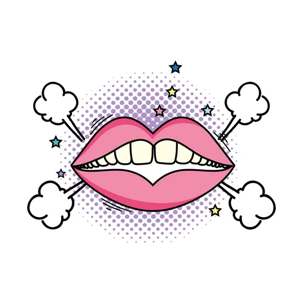 Mulher boca pop arte estilo — Vetor de Stock