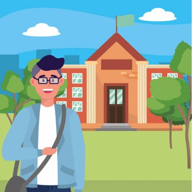 Genç mutlu adam çizgi film