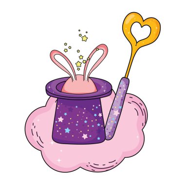 tavşan kulakları ve değnek ile masal sihirli şapka