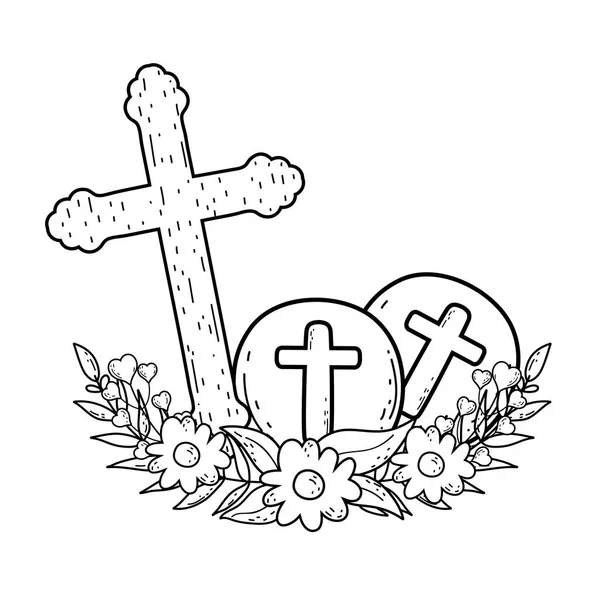 Croix en bois christianité icône — Image vectorielle