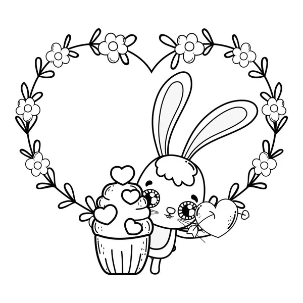 かわいいウサギのバレンタインデーカード — ストックベクタ