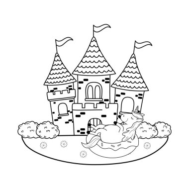 şirin peri masalı unicorn castle peyzaj ile