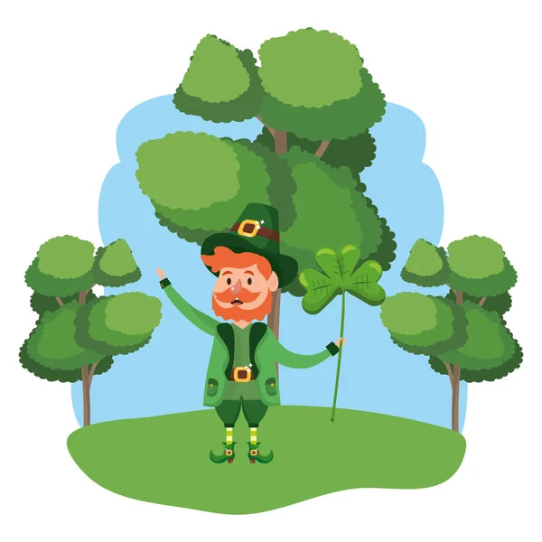 Duende con trébol — Vector de stock