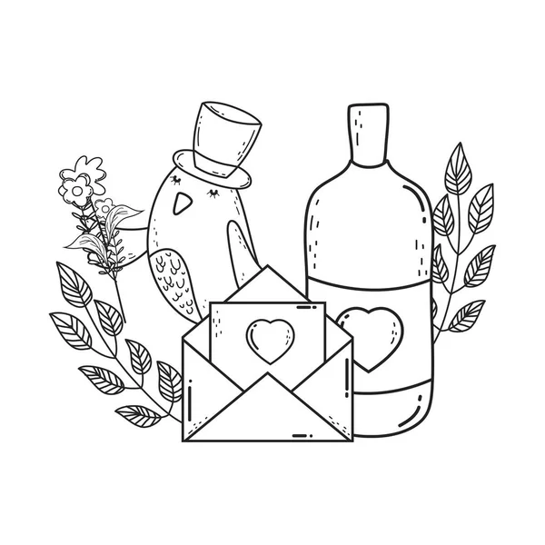 Enveloppe avec coeur et pot de maçon — Image vectorielle