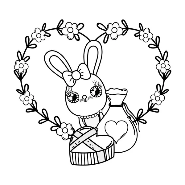 Mignon lapin fille valentines jour — Image vectorielle