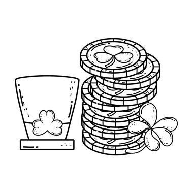 sevimli Leprikon şapka ile yonca paralar