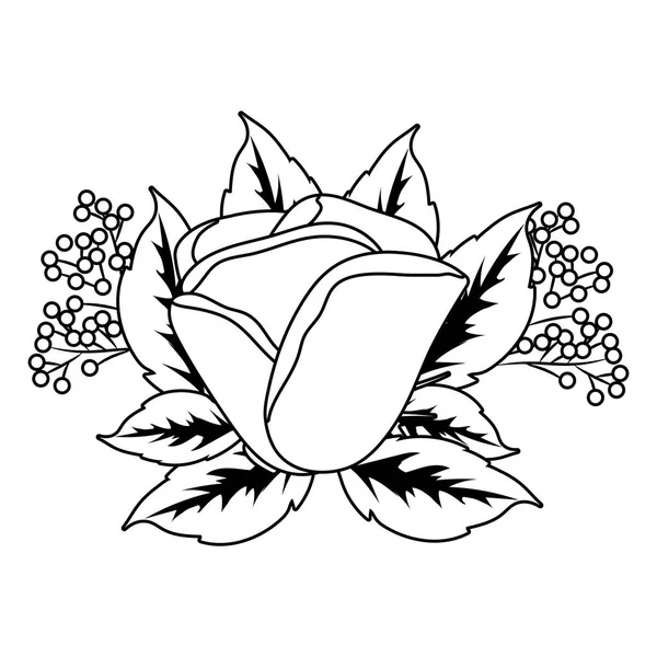 Dibujos animados tropicales florales en blanco y negro — Vector de stock