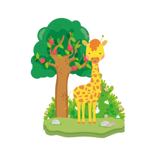 Lindo y pequeño personaje de jirafa — Vector de stock
