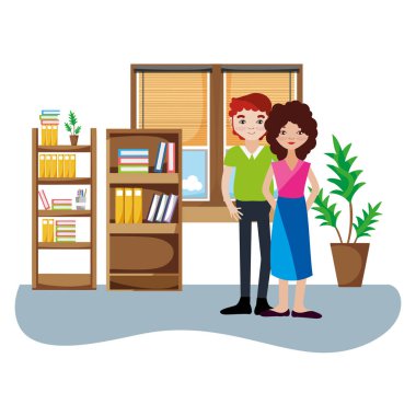 Genç çift çizgi film