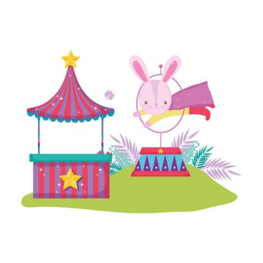 katman ve kiosk ile sevimli sirk tavşan