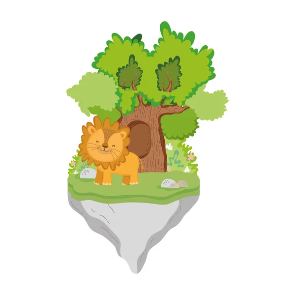 Personnage mignon et petit lion — Image vectorielle