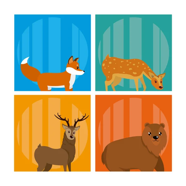 Κάρτες για χαριτωμένα ζώα — Διανυσματικό Αρχείο