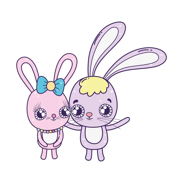 Bonito coelhos casal dia dos namorados — Vetor de Stock
