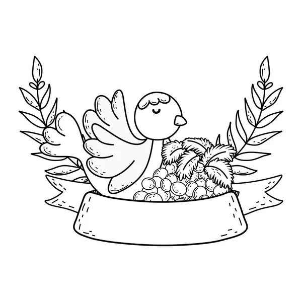 Милая голубка с фруктами винограда — стоковый вектор
