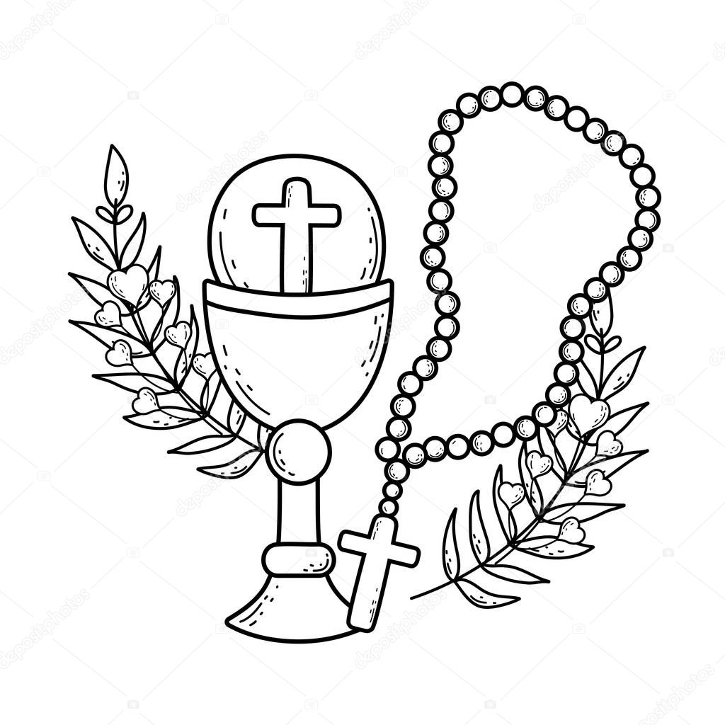 sacred chalice with rosary