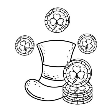 sevimli Leprikon şapka ile yonca paralar