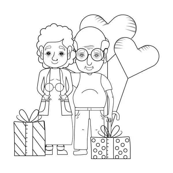 Bonito avós casal desenhos animados —  Vetores de Stock