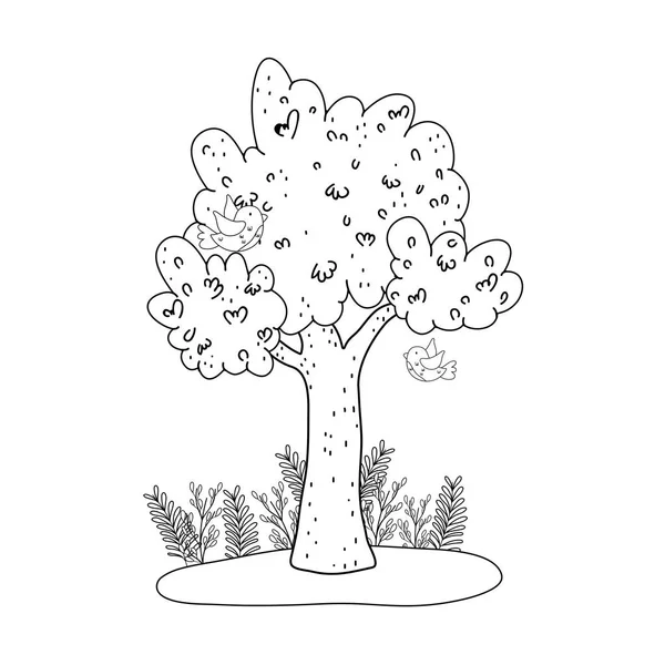 Niedliche Baumpflanze mit Party-Dekoration — Stockvektor