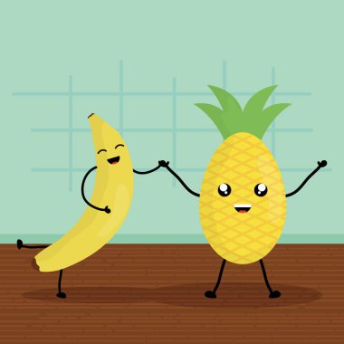 taze meyve kawaii karakterler