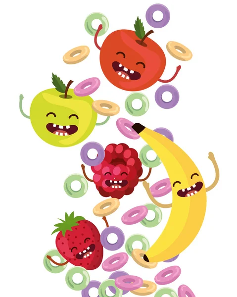 Deliciosos frutos saborosos desenhos animados —  Vetores de Stock