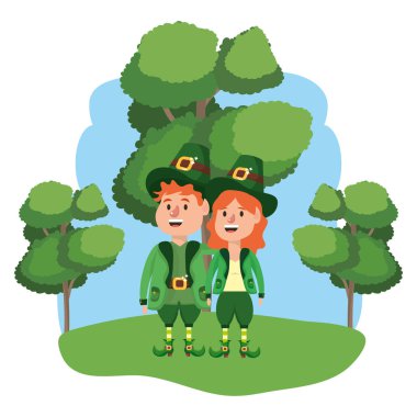 ağaçlar ile leprechaun çift