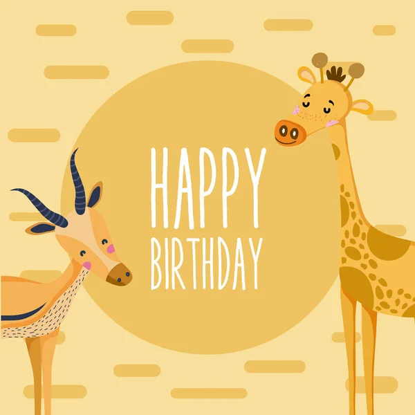 Happy birthday cute animal card — Stock Vector