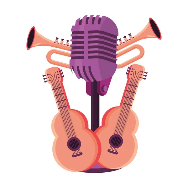 Microphone and instruments — Stock Vector
