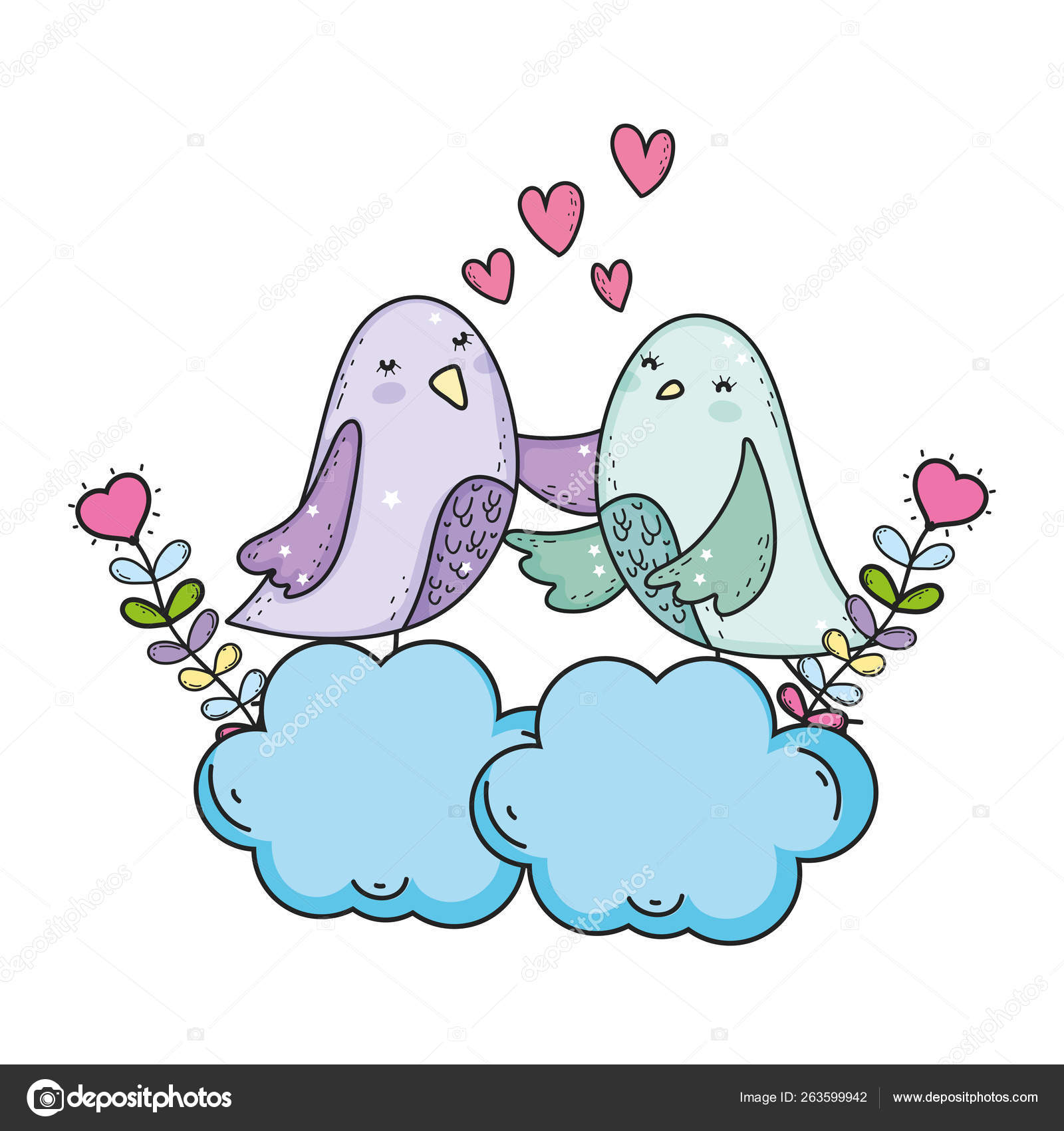 Cute little birds couple lovely characters Stock Vector by ©stockgiu ...