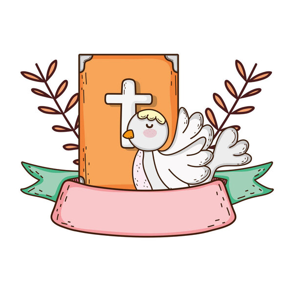 holy bible book with dove bird